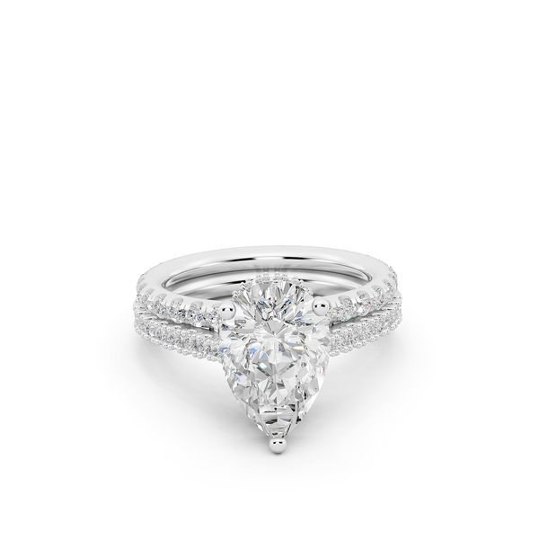 Ovani® Lab-grown Diamond Pear Hidden Halo Bridal Set