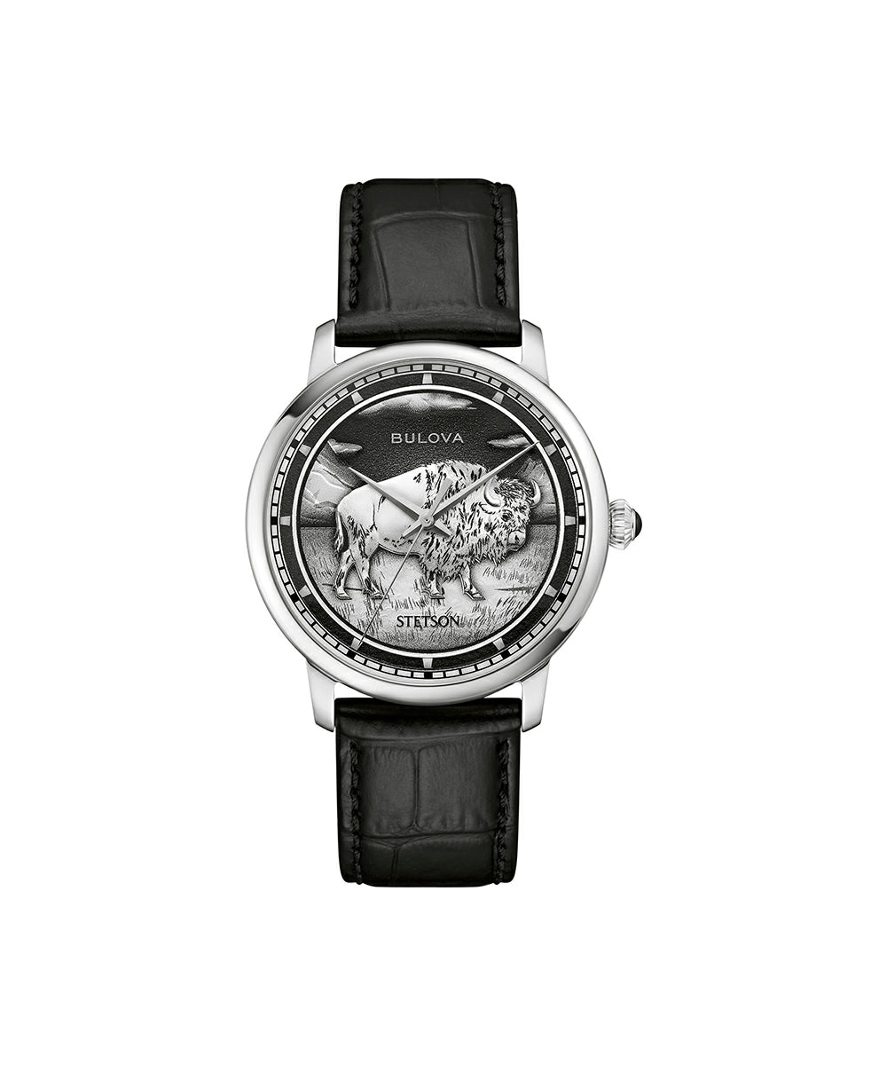 Bulova Stetson Bison watch, model 96A333, front view.
