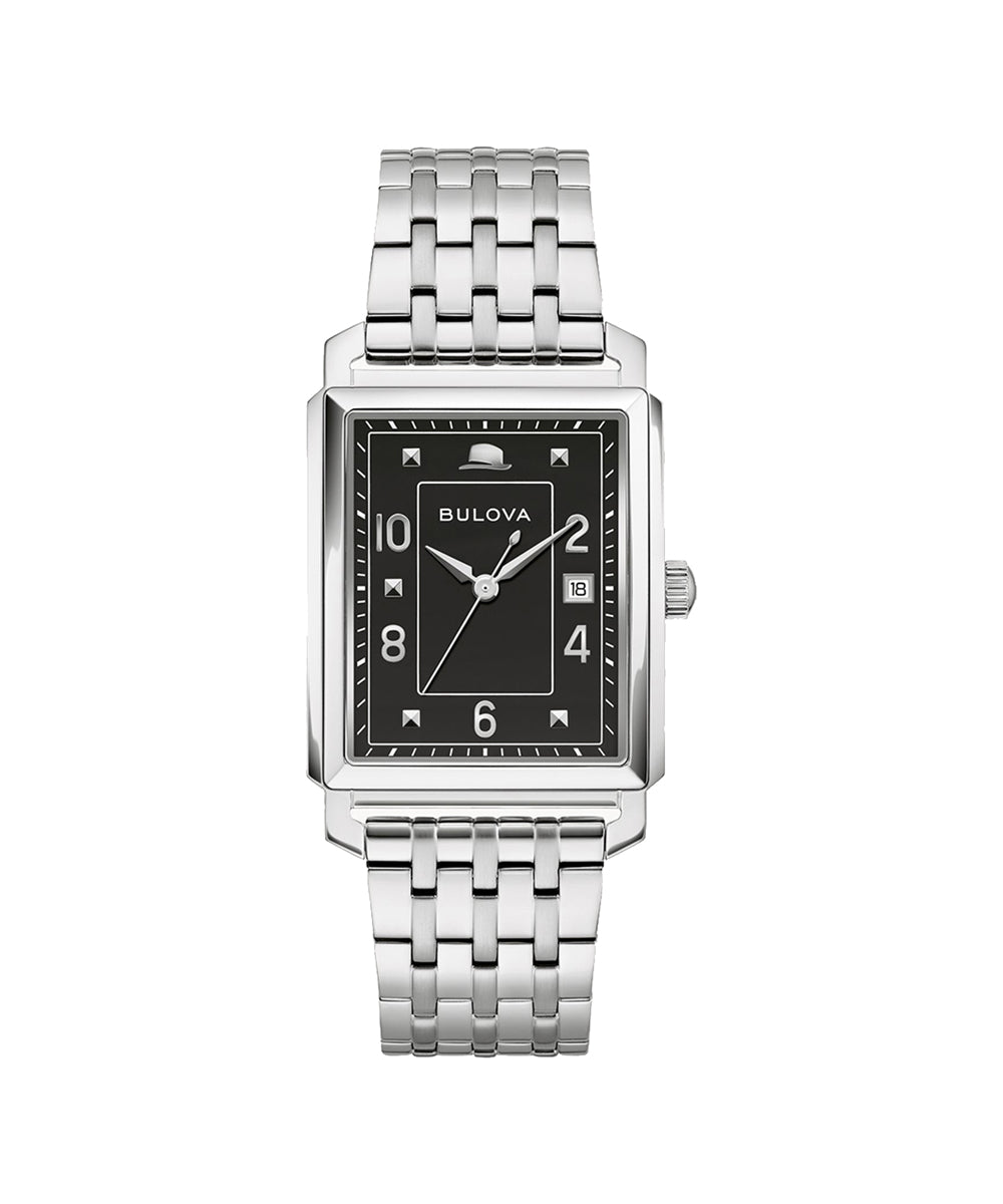 Bulova watch with silver metal bracelet on a white background