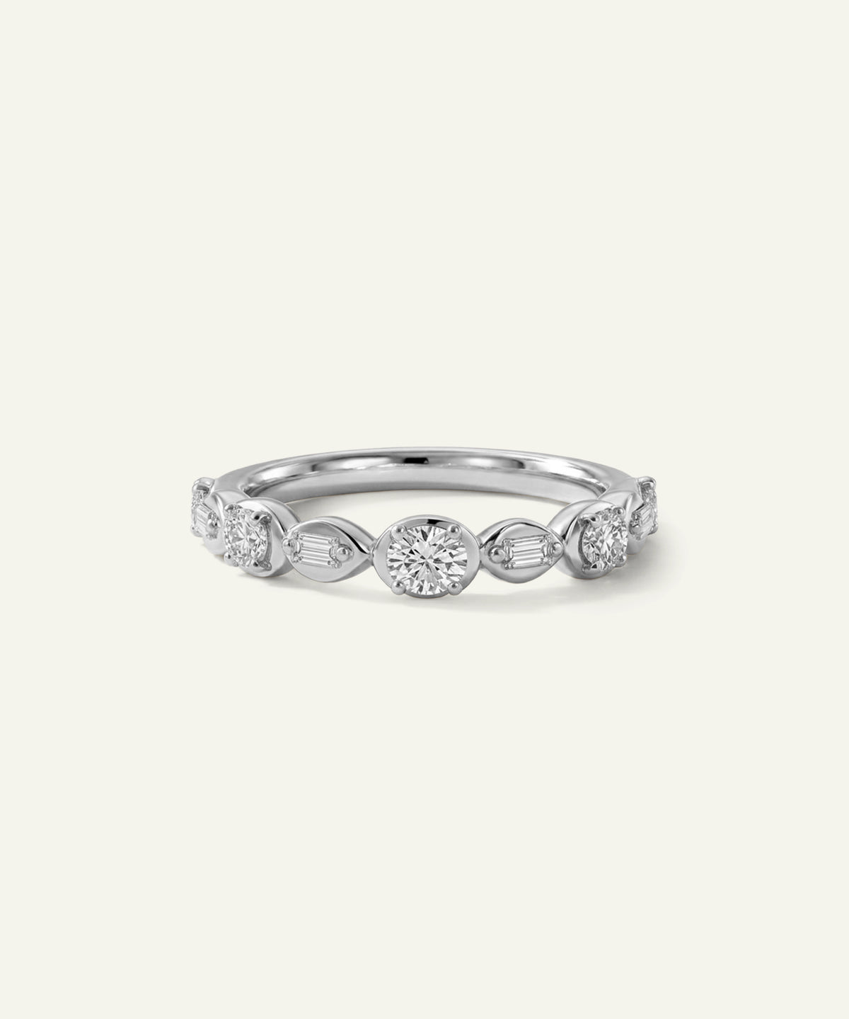 Eternal Vow oval & baguette lab-grown diamond band in 14k gold
