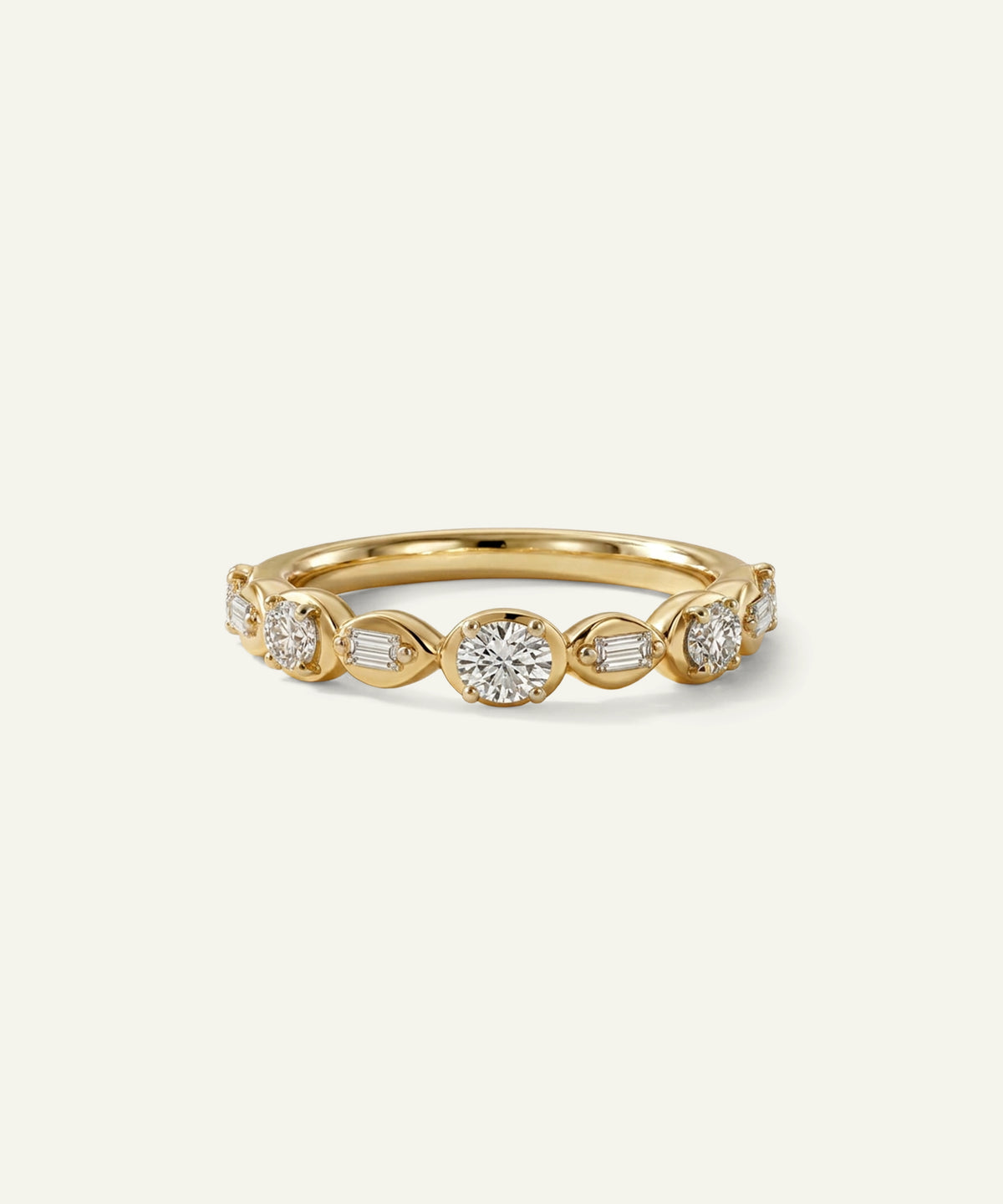 Eternal Vow oval & baguette lab-grown diamond band in 14k gold