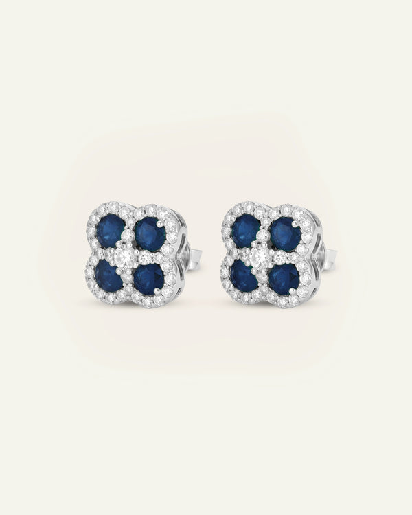 Aanika V. Sapphire & Diamond Flower Studs
