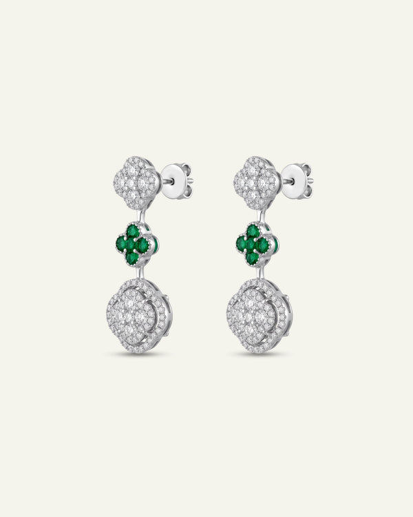 Aanika V. Emerald & Diamond Flower Dangling Earrings