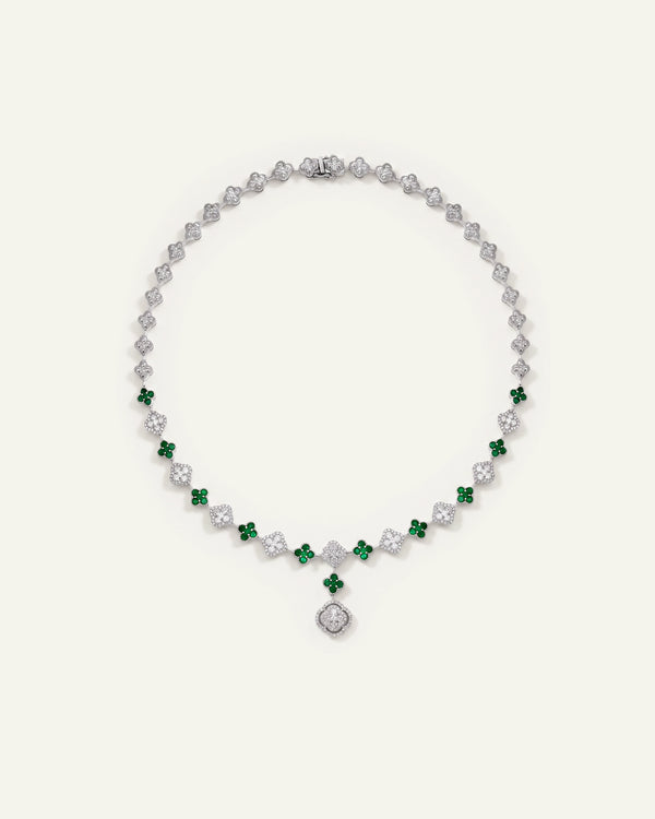 Aanika V. Emerald & Diamond Flower Necklace