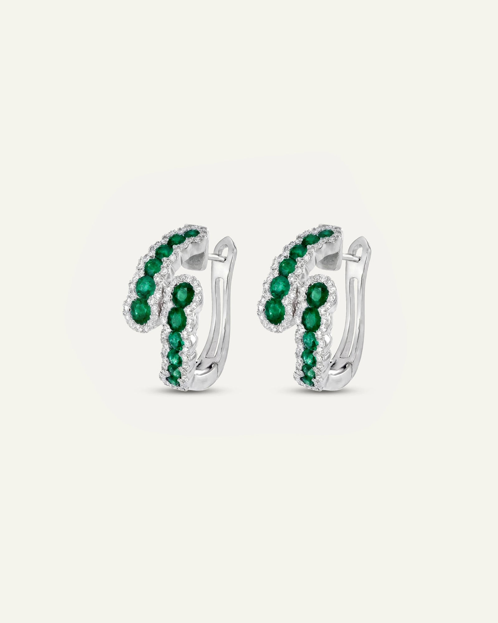 Aanika V. Emerald & Diamond Byass Hoops