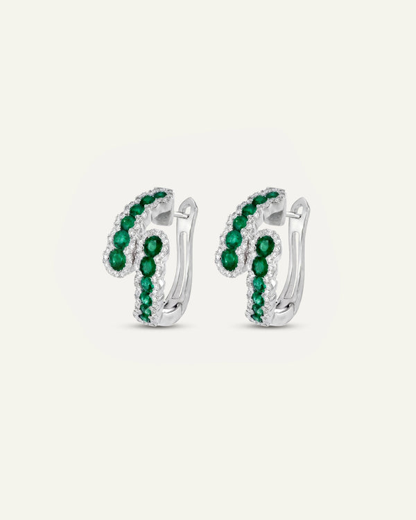 Aanika V. Emerald & Diamond Byass Hoops