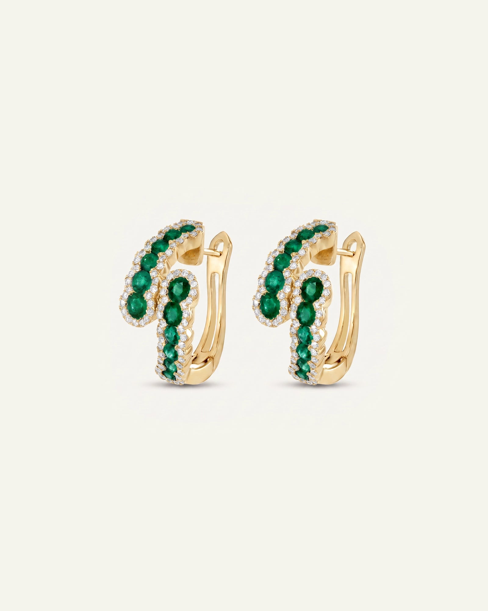 Aanika V. Emerald & Diamond Byass Hoops