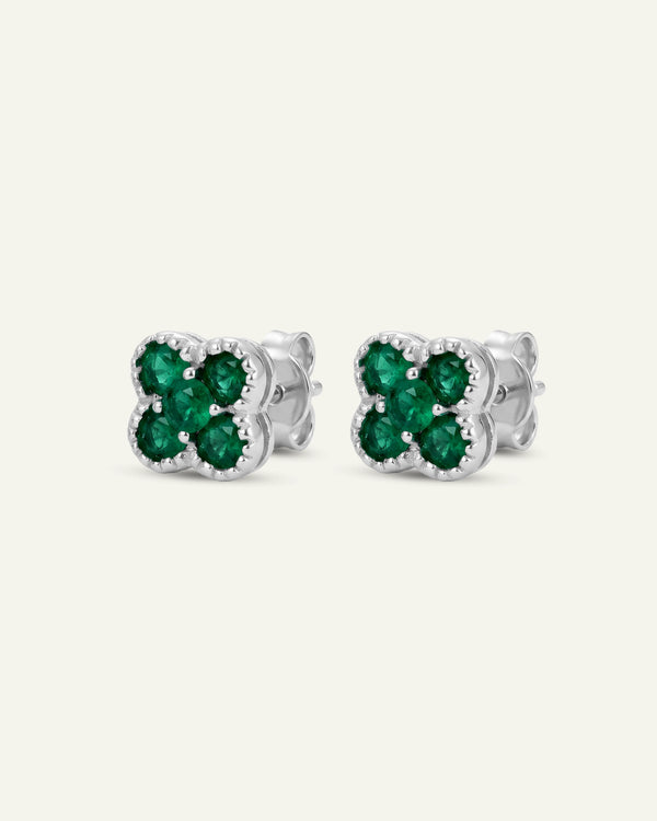 Aanika V. Emerald Flower Studs