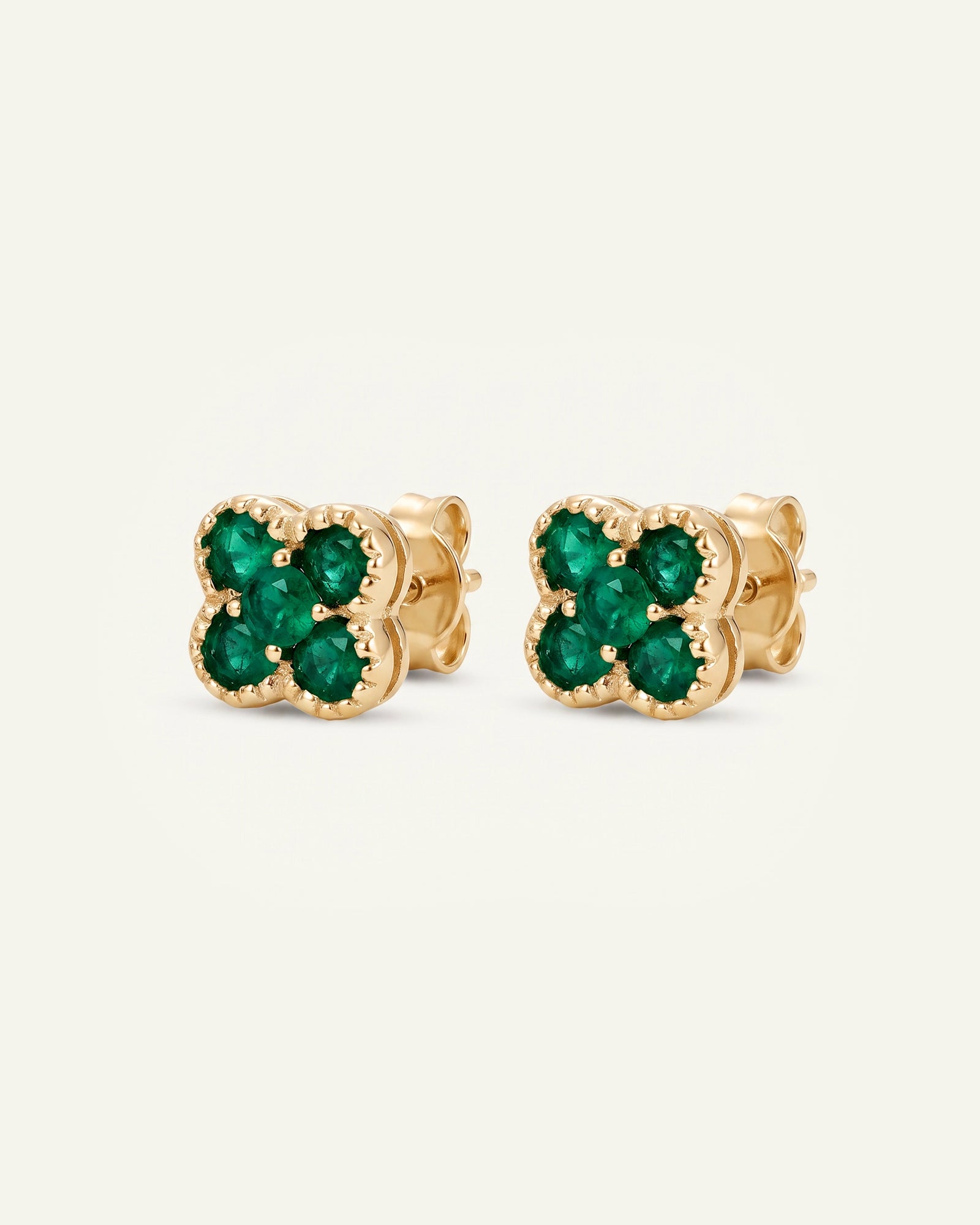 Aanika V. Emerald Flower Studs