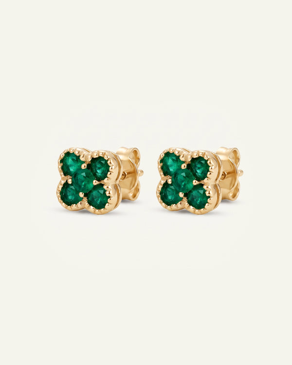 Aanika V. Emerald Flower Studs