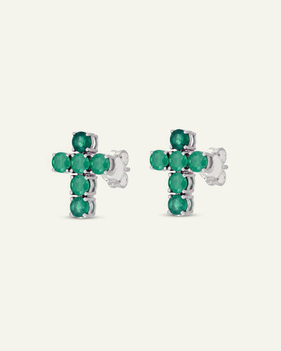 Aanika V. Emerald Cross Earrings - alternate view