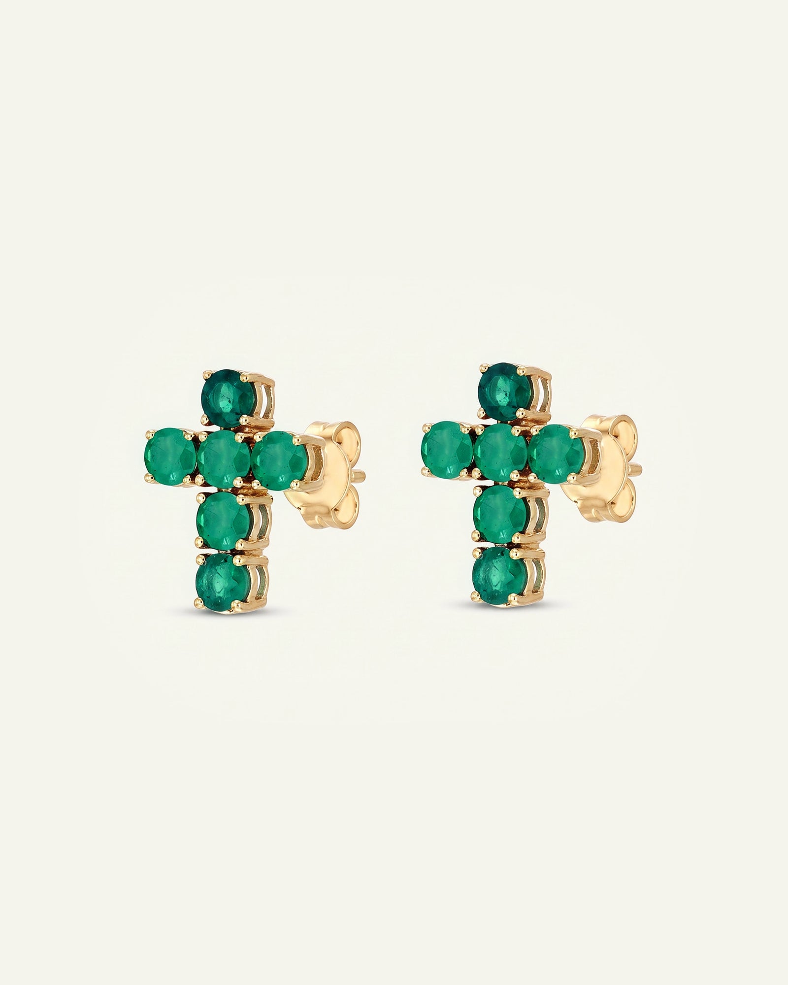 Aanika V. Emerald Cross Earrings