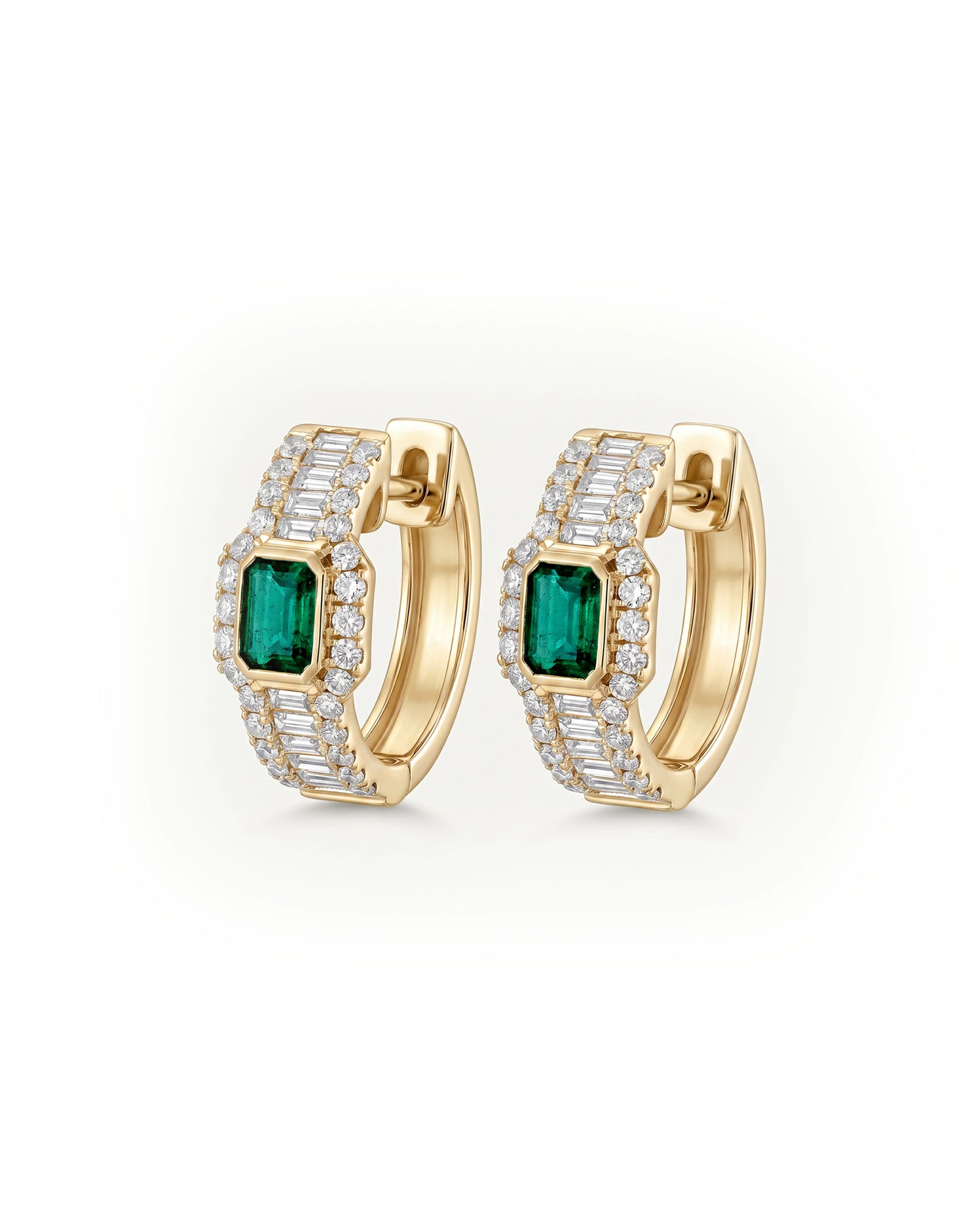 Aanika V. Emerald & Diamond Baguette Huggie Hoops