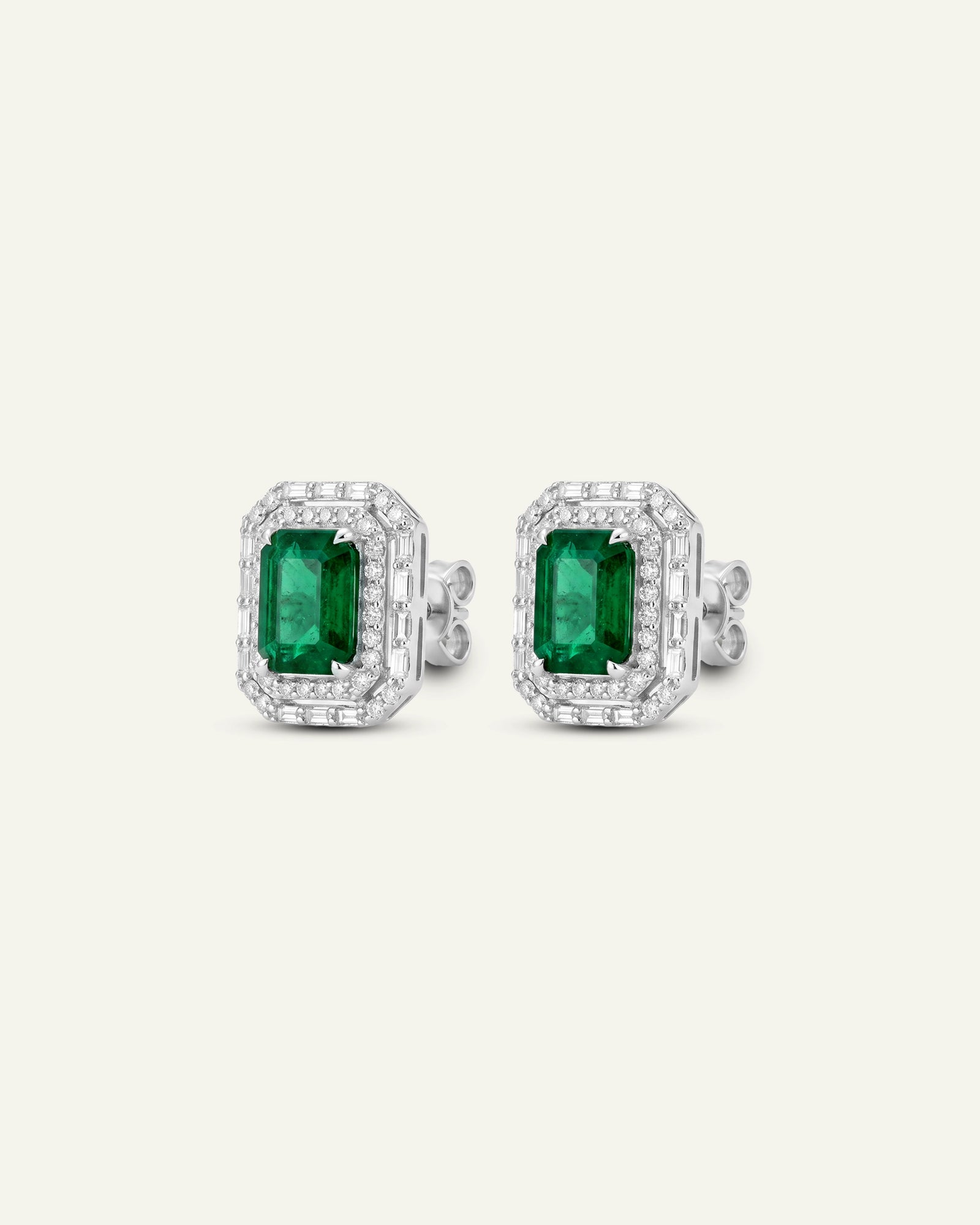 Aanika V. Emerald & Diamond Double Halo Studs