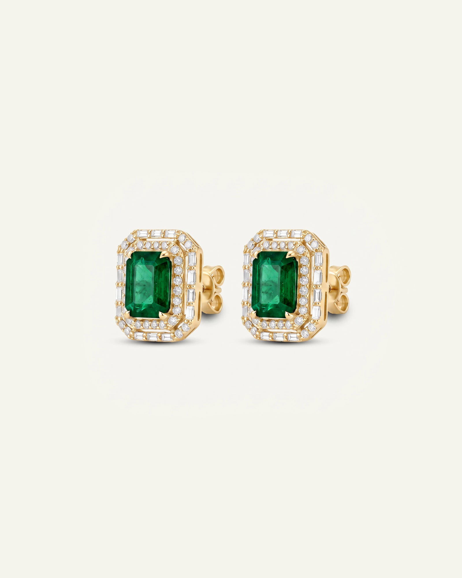 Aanika V. Emerald & Diamond Double Halo Studs