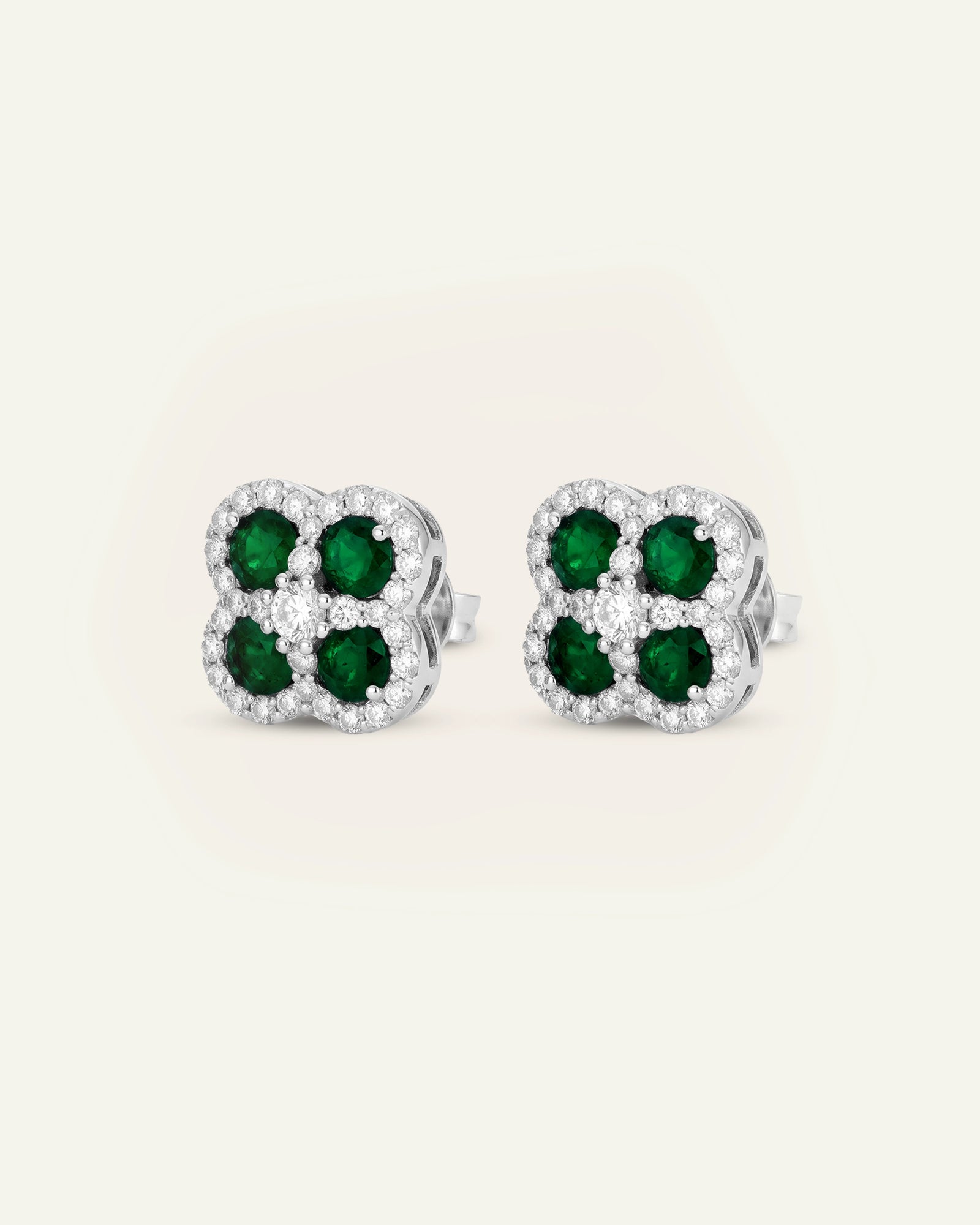 Aanika V. Emerald & Diamond Flower Studs