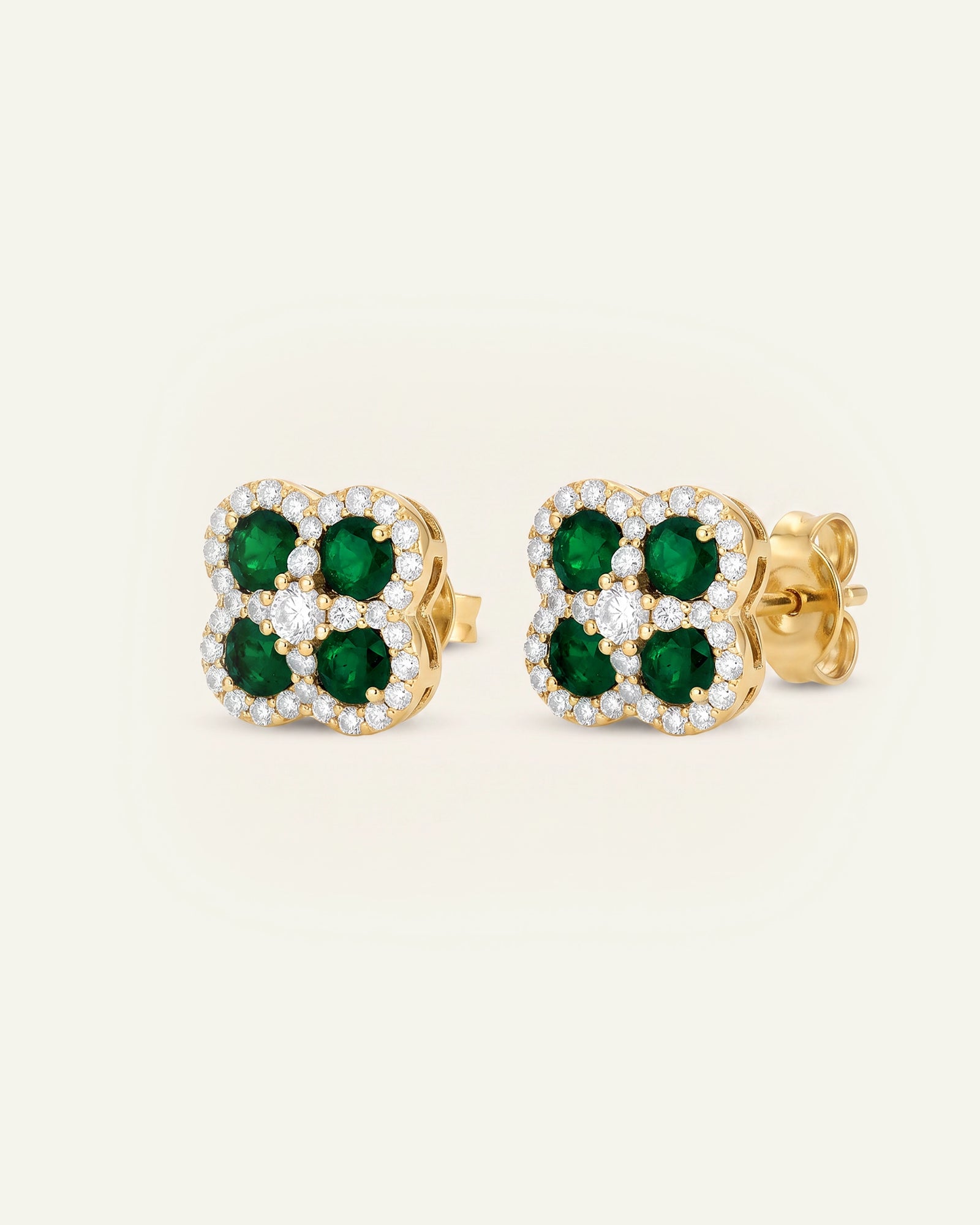 Aanika V. Emerald & Diamond Flower Studs