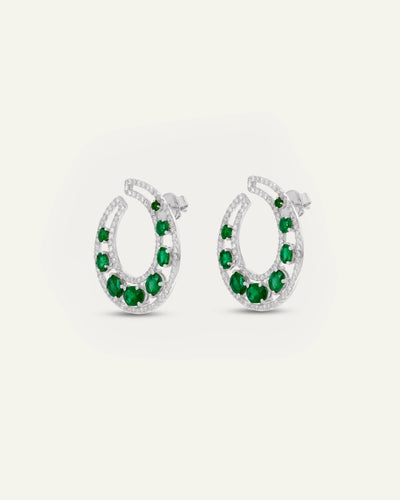 Aanika V. Emerald & Diamond Moon Studs - alternate view