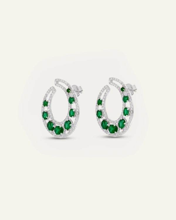 Aanika V. Emerald & Diamond Moon Studs