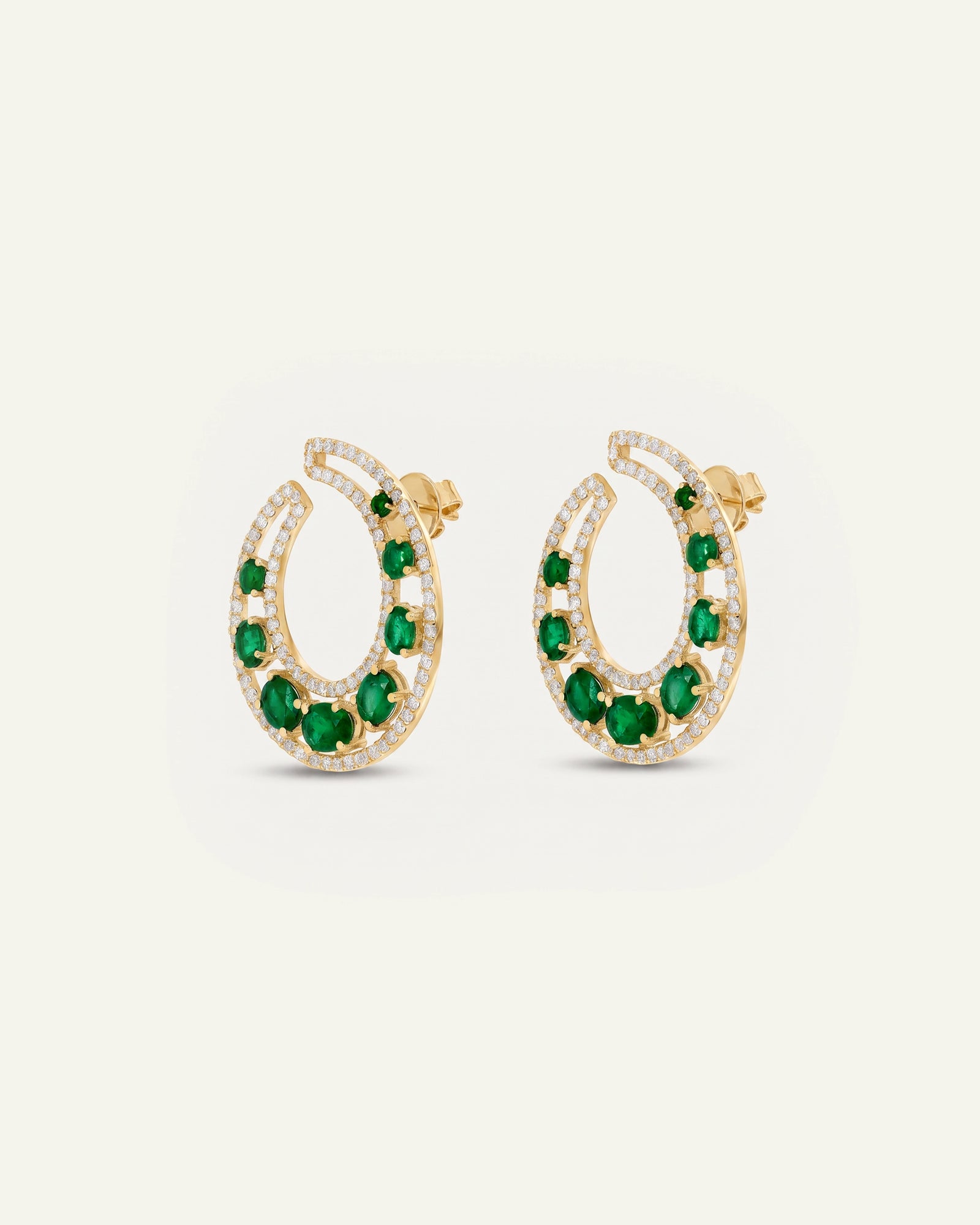 Aanika V. Emerald & Diamond Moon Studs