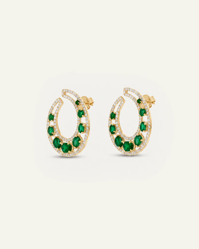 Aanika V. Emerald & Diamond Moon Studs