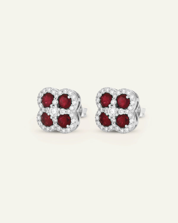 Aanika V. Ruby & Diamond Flower Studs