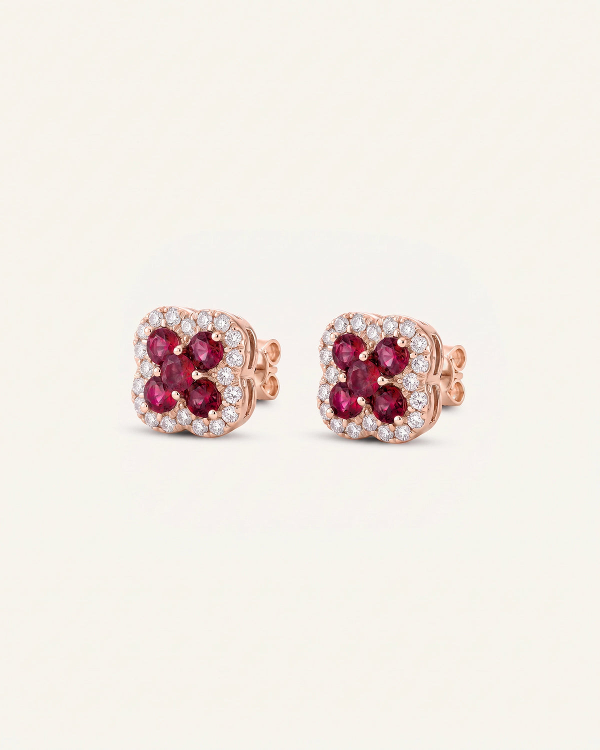 Aanika V. Ruby & Diamond Flower Studs