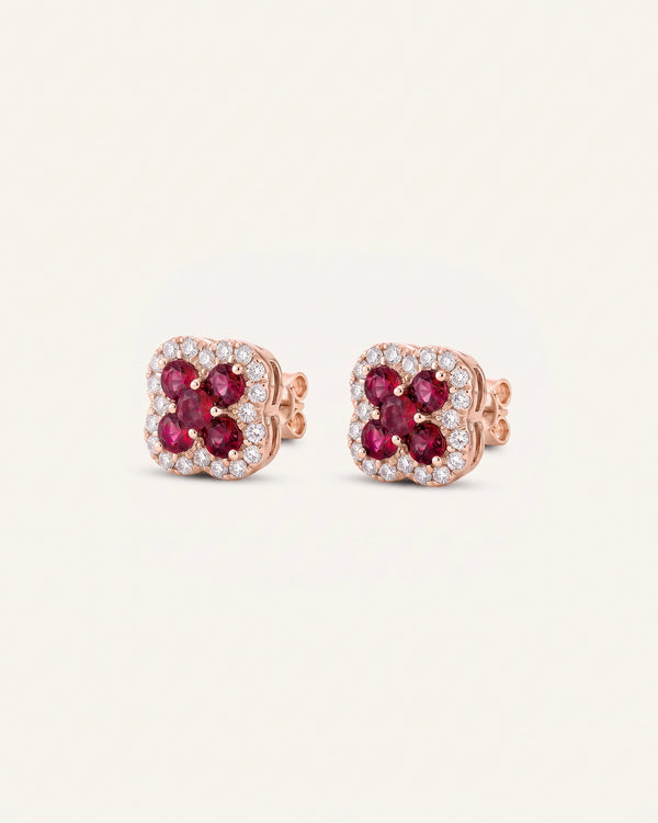 Aanika V. Ruby & Diamond Flower Studs