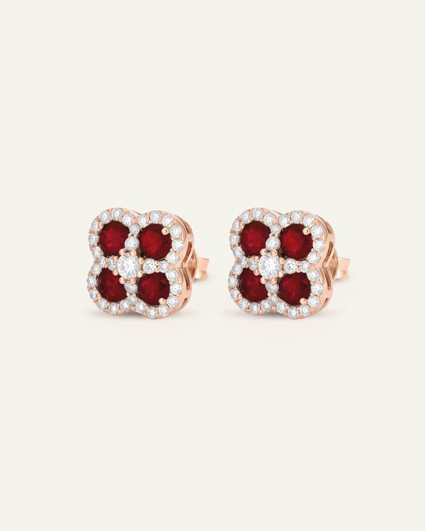 Aanika V. Ruby & Diamond Flower Studs