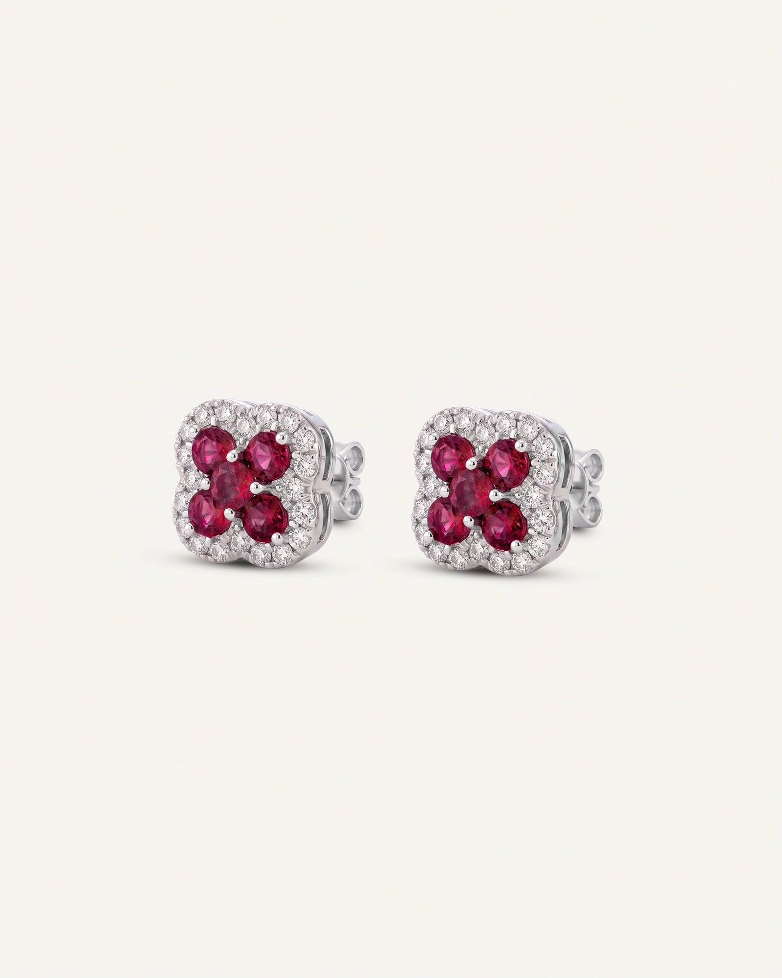 Aanika V. Ruby & Diamond Flower Studs