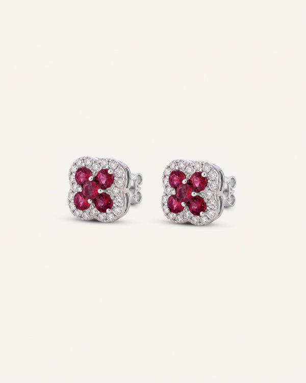 Aanika V. Ruby & Diamond Flower Studs