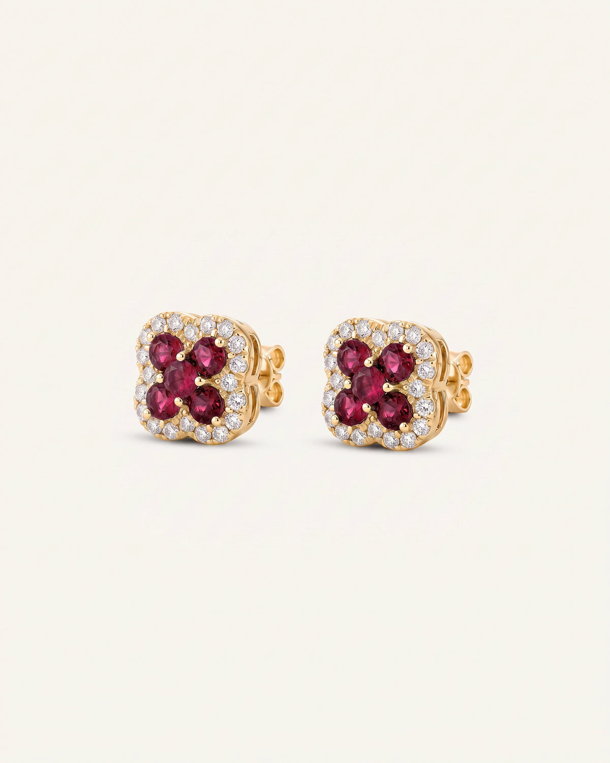 Aanika V. Ruby & Diamond Flower Studs