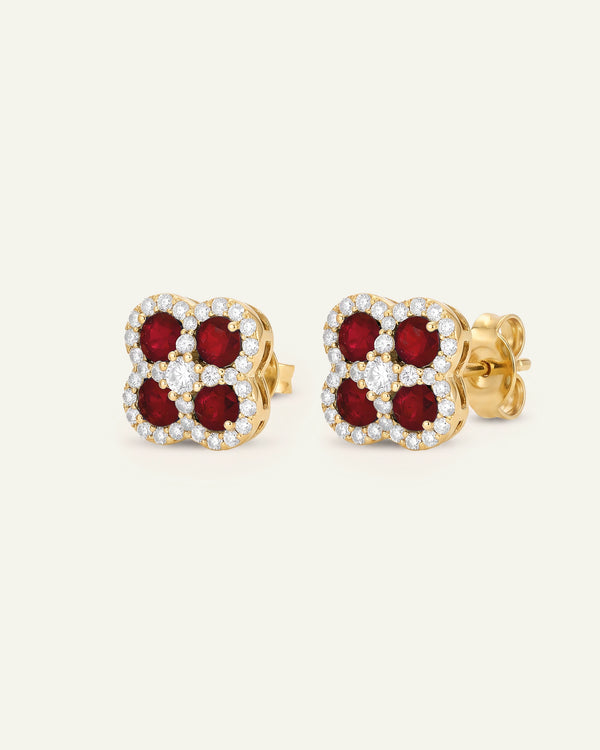 Aanika V. Ruby & Diamond Flower Studs