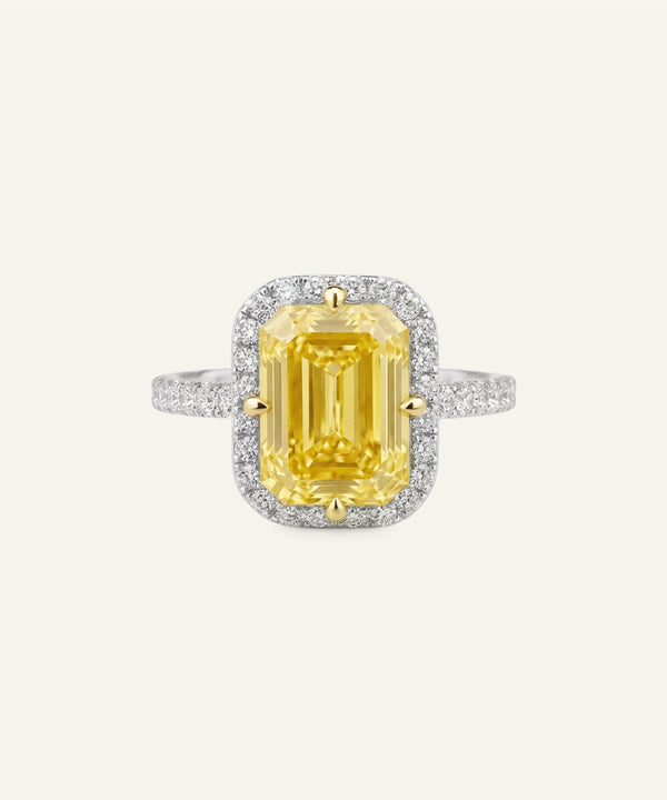 Ovani® Lab-grown Yellow Diamond Emerald Halo Bridal Ring -  3.89 Ct. T.W.