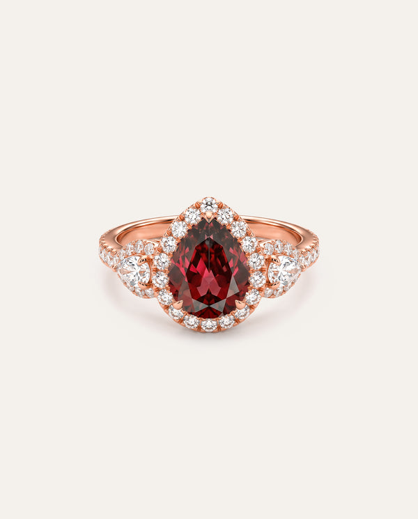 Aanika V. Lab-created Ruby & Lab-grown Diamond Halo Ring