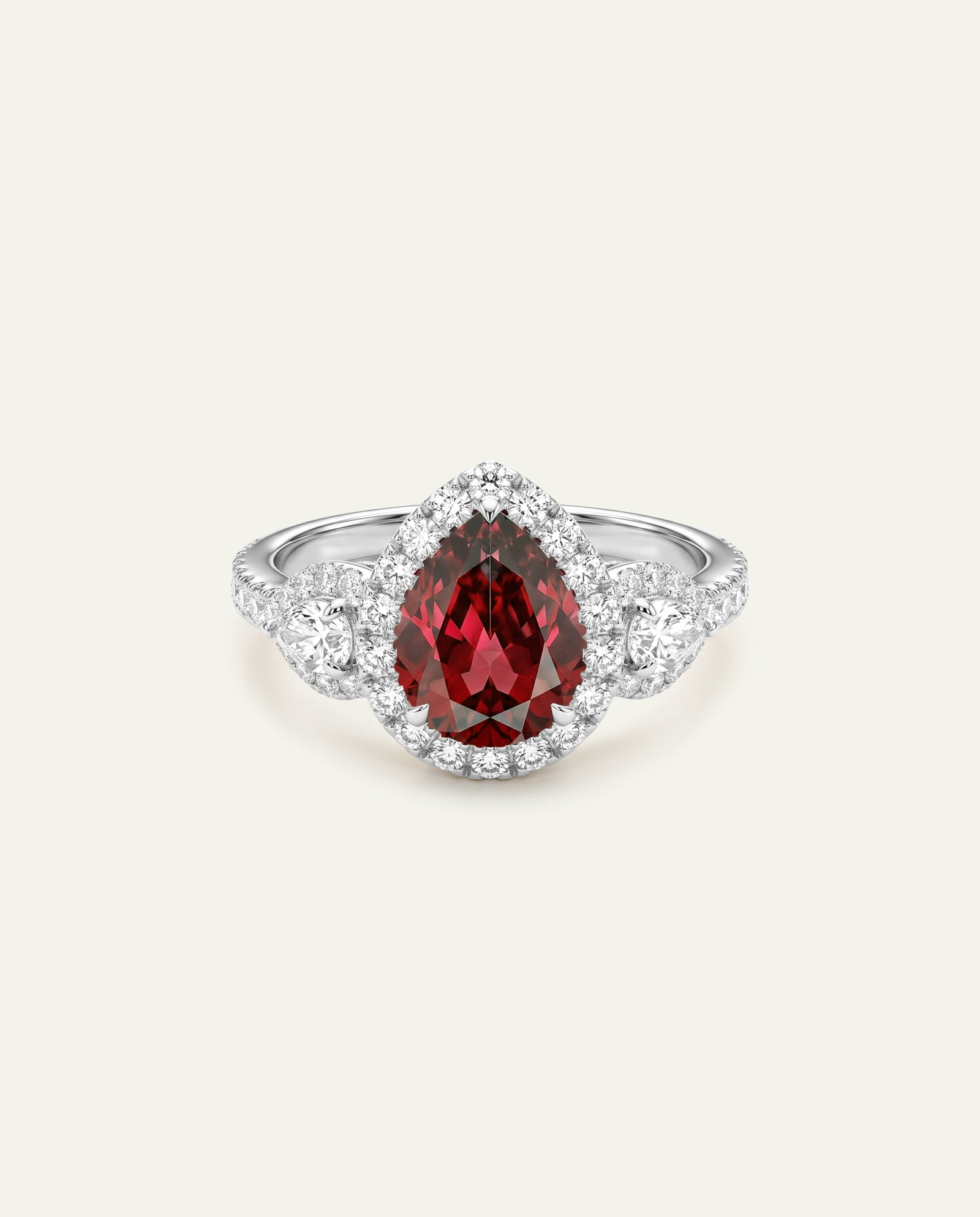 Aanika V. Lab-created Ruby & Lab-grown Diamond Halo Ring