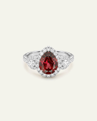 Aanika V. Lab-created Ruby & Lab-grown Diamond Halo Ring - alternate view