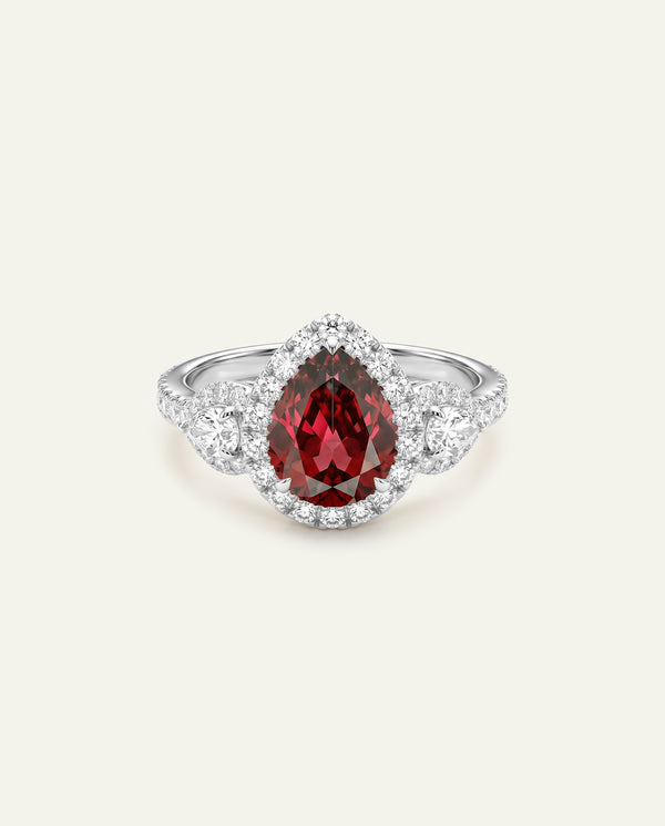 Aanika V. Lab-created Ruby & Lab-grown Diamond Halo Ring