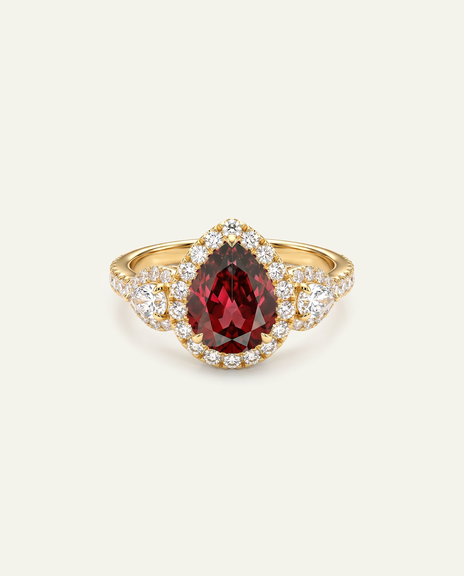 Aanika V. Lab-created Ruby & Lab-grown Diamond Halo Ring