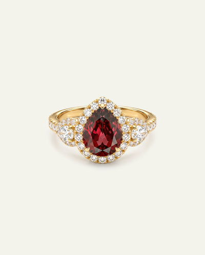 Aanika V. Lab-created Ruby & Lab-grown Diamond Halo Ring