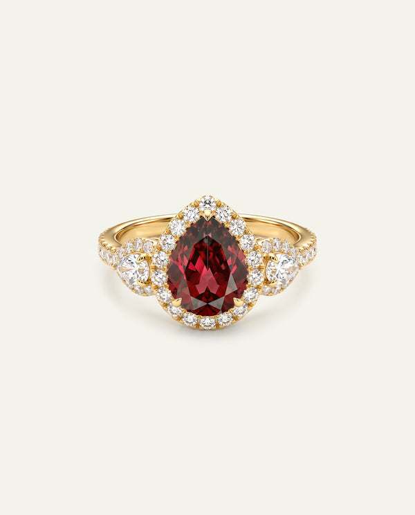 Aanika V. Lab-created Ruby & Lab-grown Diamond Halo Ring