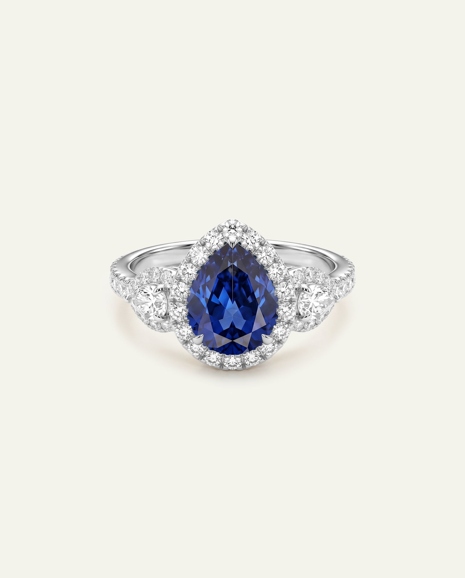 Aanika V. Lab-created Sapphire & Lab-grown Diamond Halo Ring