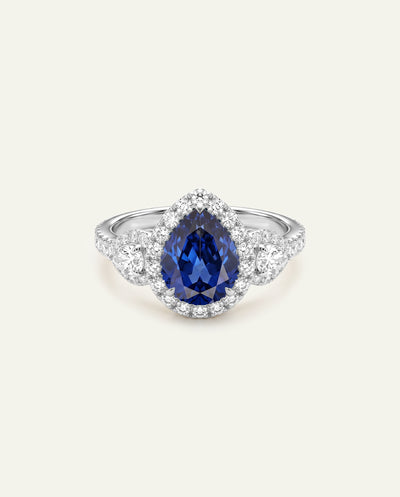 Aanika V. Lab-created Sapphire & Lab-grown Diamond Halo Ring - alternate view
