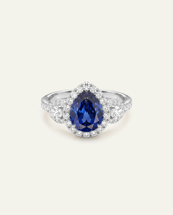 Aanika V. Lab-created Sapphire & Lab-grown Diamond Halo Ring