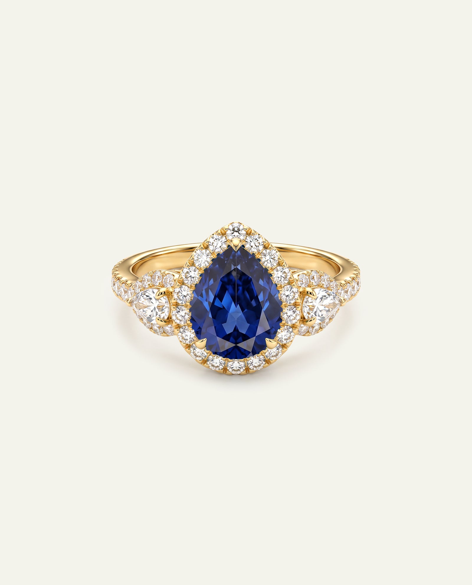 Aanika V. Lab-created Sapphire & Lab-grown Diamond Halo Ring