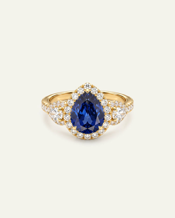 Aanika V. Lab-created Sapphire & Lab-grown Diamond Halo Ring