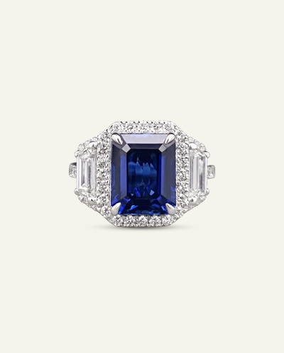 Aanika V. Lab-created Sapphire & Lab-grown Diamond Halo Ring - alternate view