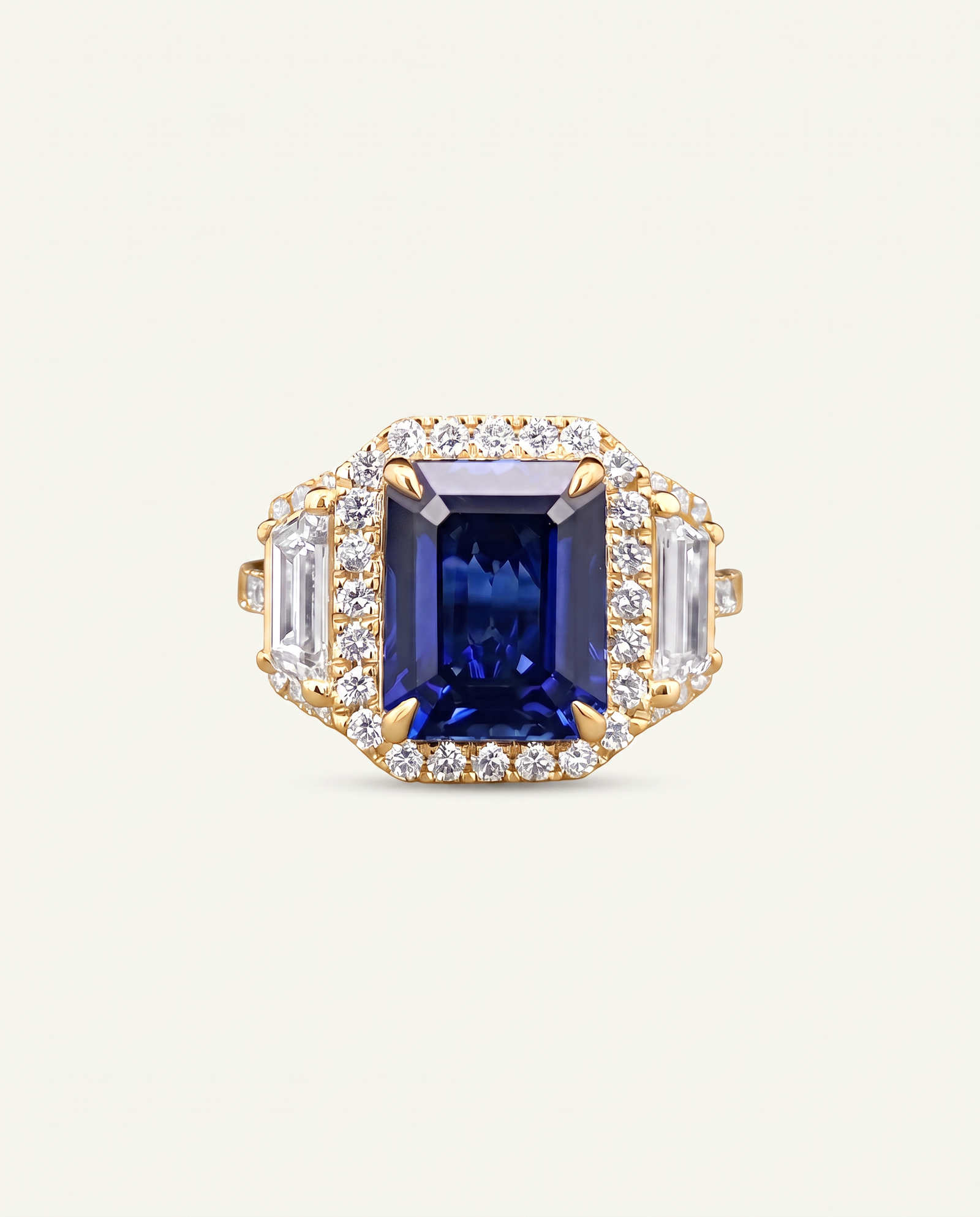 Aanika V. Lab-created Sapphire & Lab-grown Diamond Halo Ring