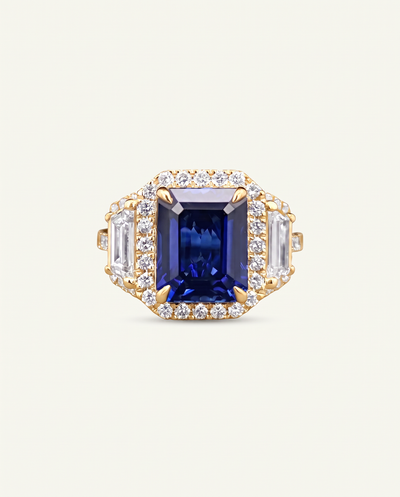 Aanika V. Lab-created Sapphire & Lab-grown Diamond Halo Ring