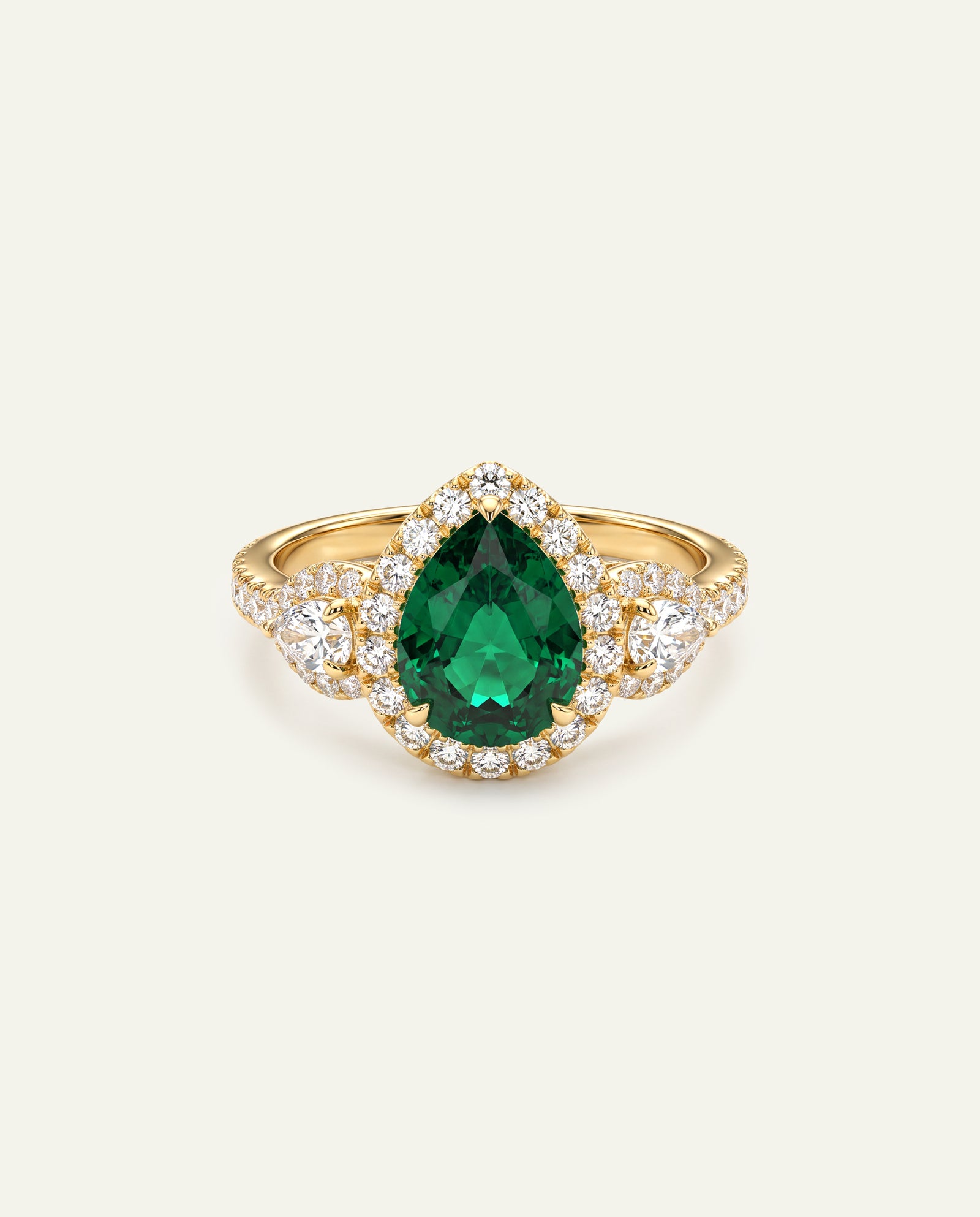 Aanika V. Lab-created Emerald & Lab-grown Diamond Halo Ring